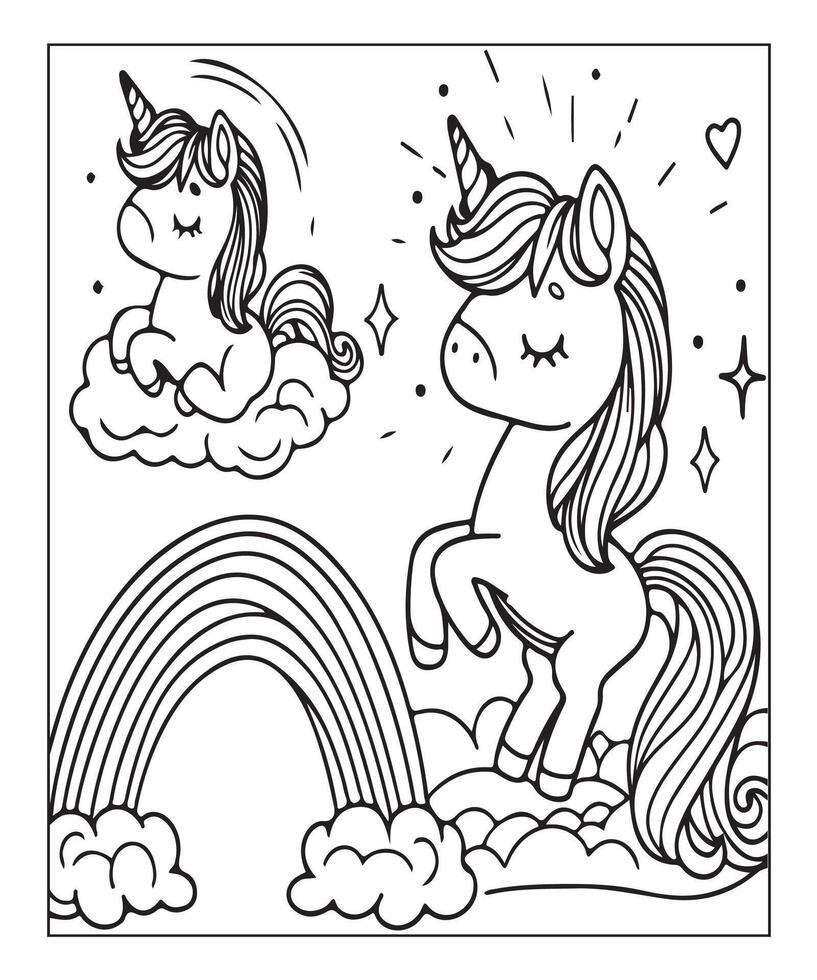 coloriage de licorne pour les enfants vecteur