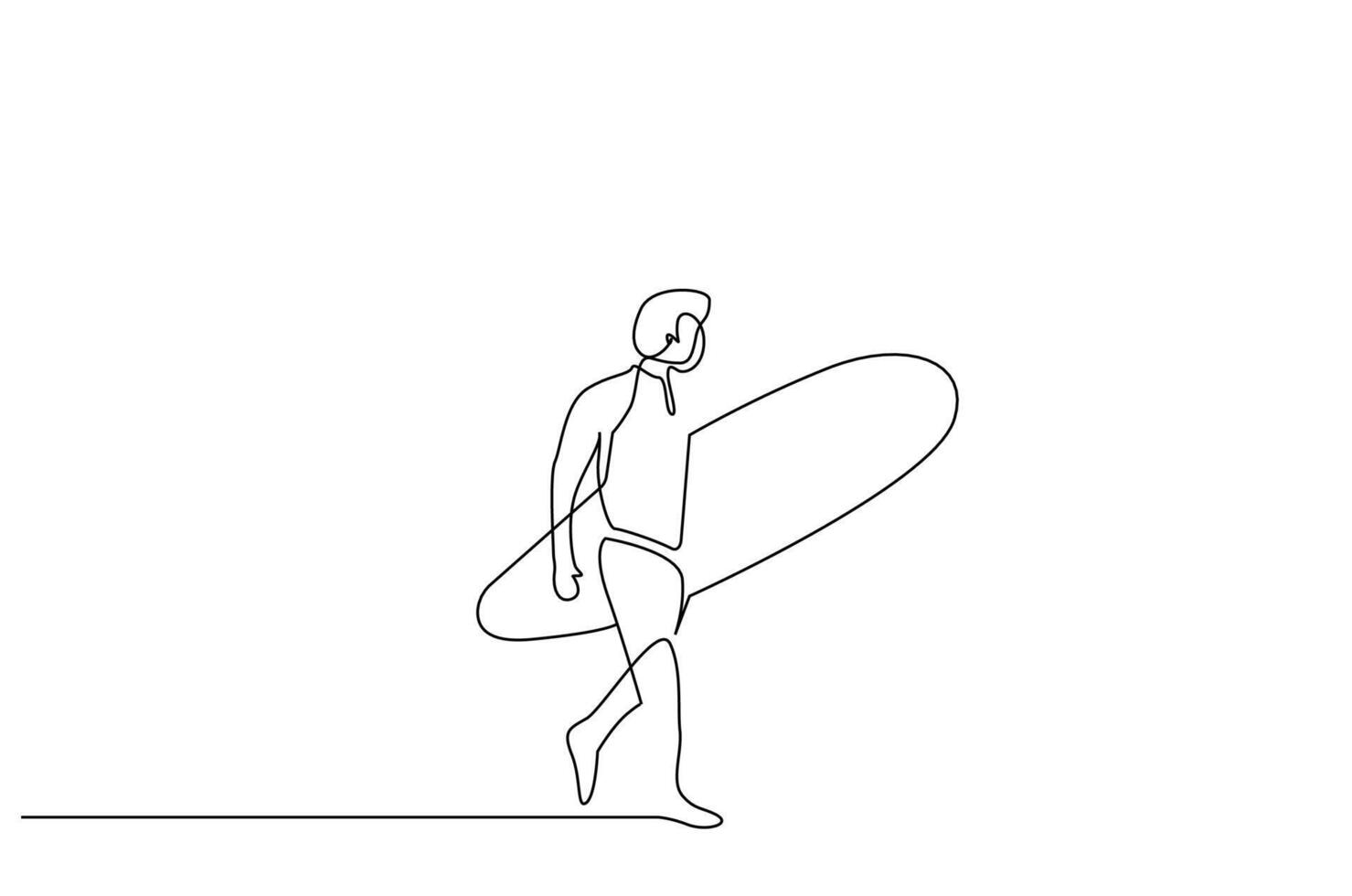 Masculin la personne été activité planche de surf sport un ligne art conception vecteur