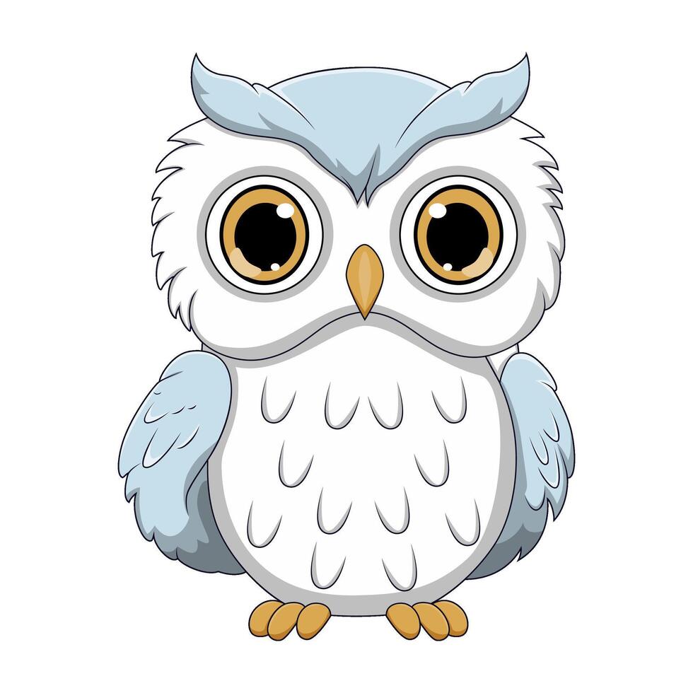 mignonne blanc polaire hibou dessin animé vecteur