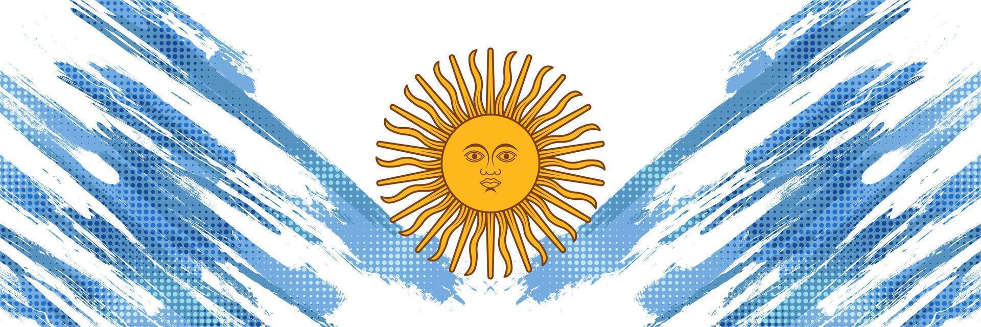 Argentine drapeau dans grunge brosse peindre style avec demi-teinte effet. argentin drapeau dans grunge concept vecteur