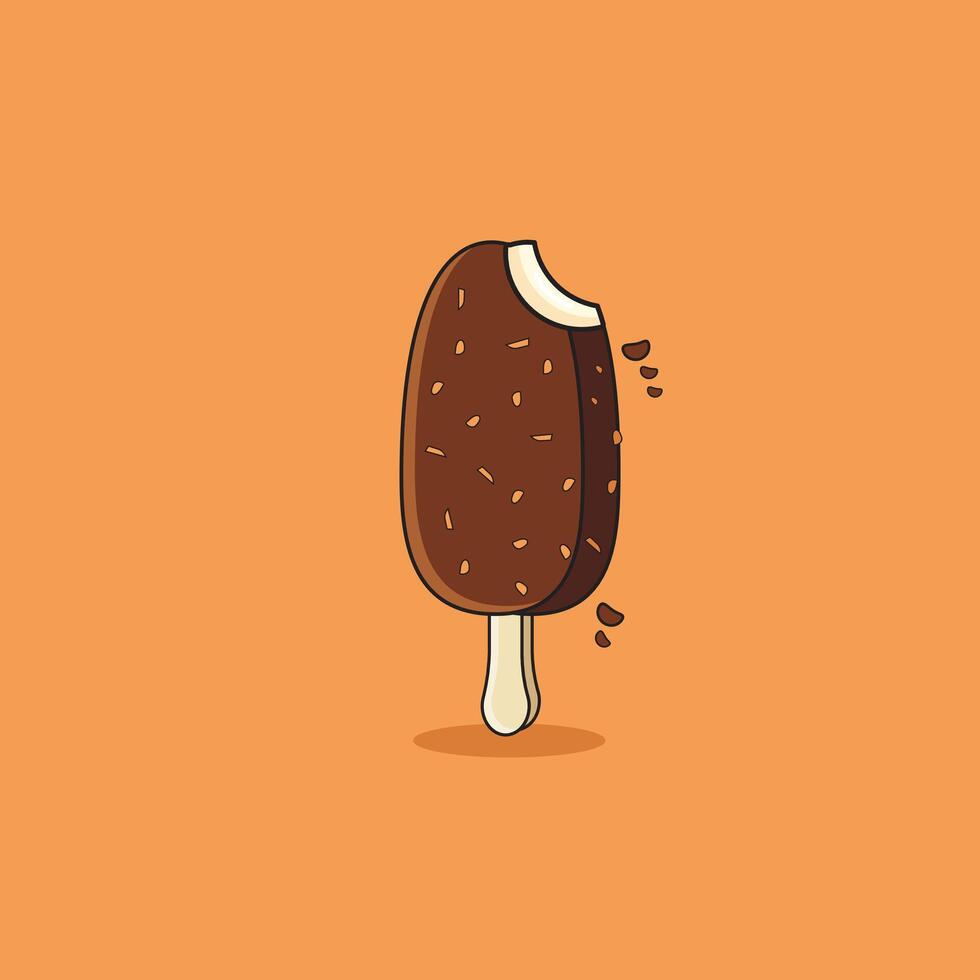 illustration de mordre la glace crème vanille Chocolat des noisettes vecteur