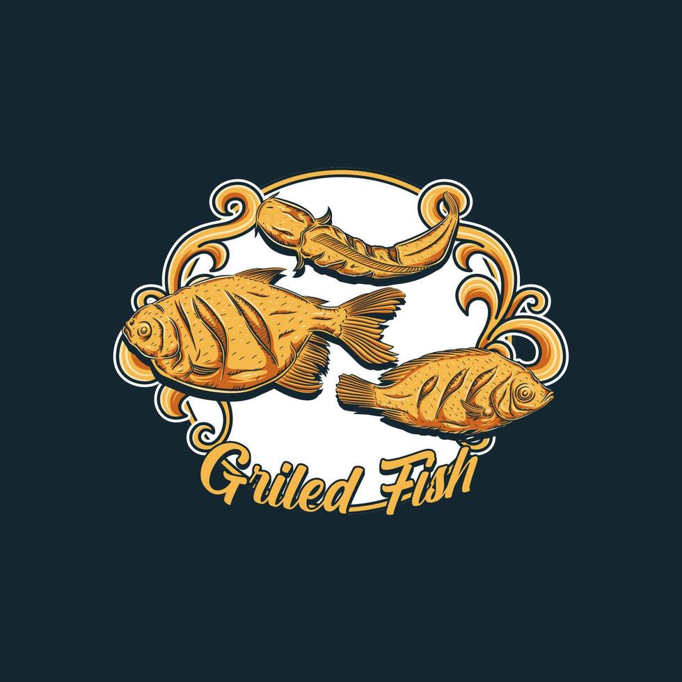 logo pour poisson spécialité restaurant vecteur