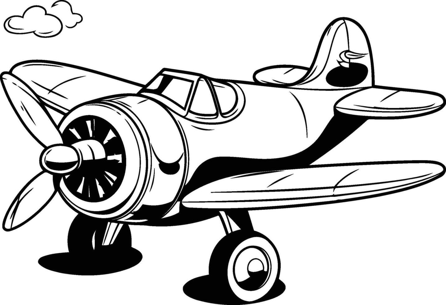 ancien avion isolé sur blanc Contexte dans noir et blanc couleurs. vecteur