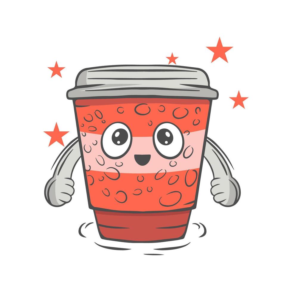 mignonne café tasse mascotte ou logo vecteur