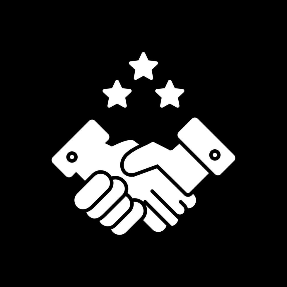 Partenariat poignée de main glyphe inversé icône vecteur