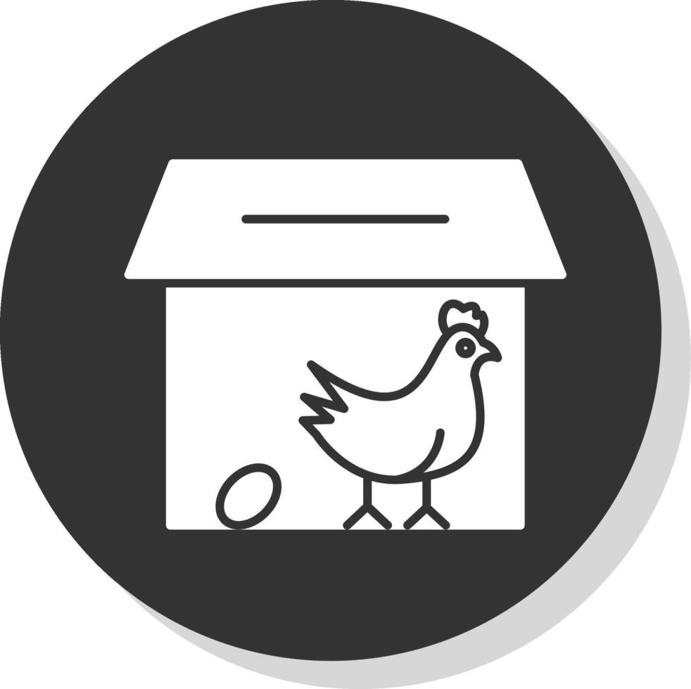 poulet coopérative glyphe gris cercle icône vecteur