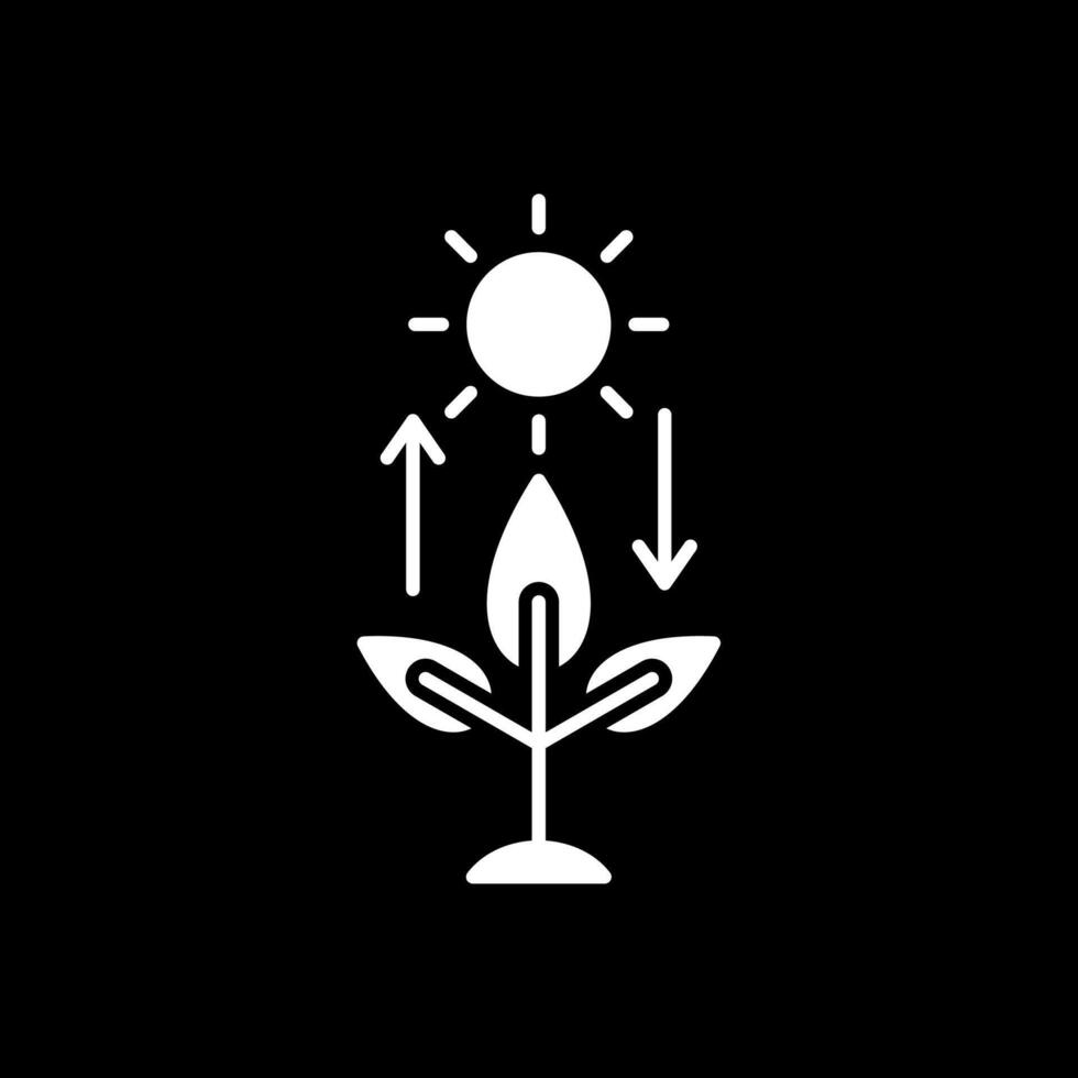 photosynthèse glyphe inversé icône vecteur