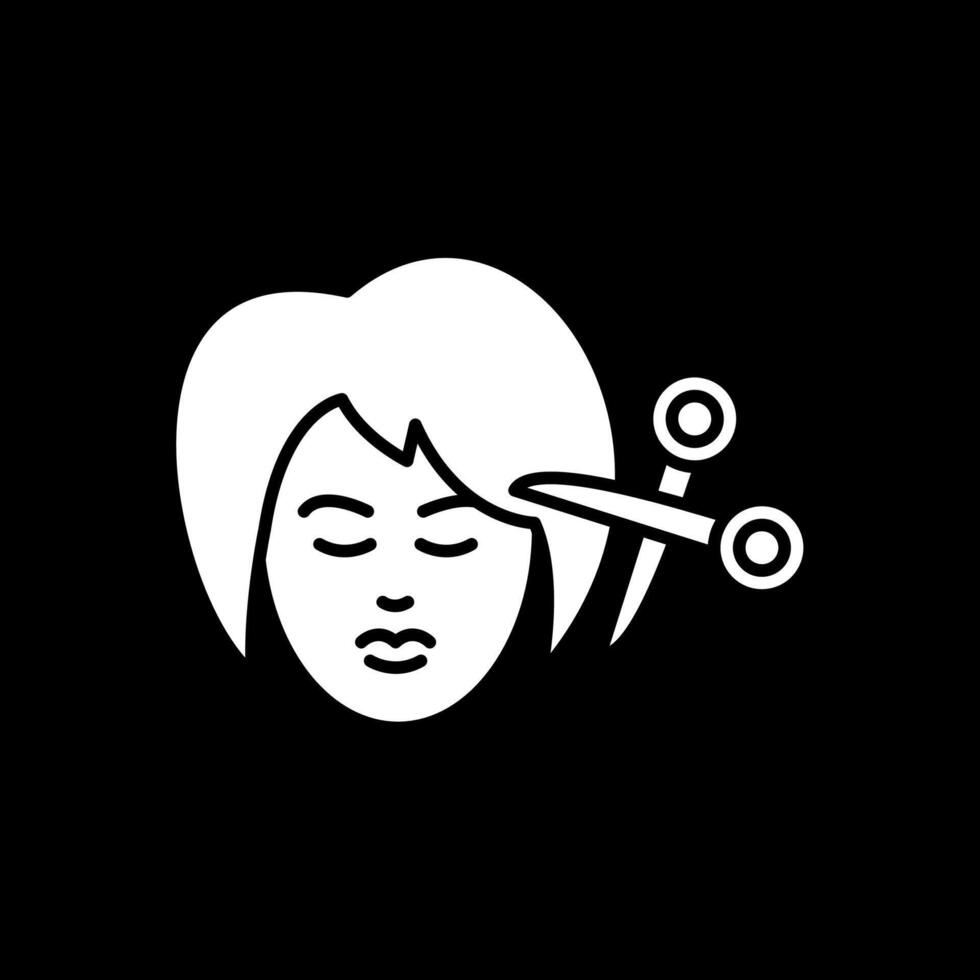femme cheveux glyphe inversé icône vecteur