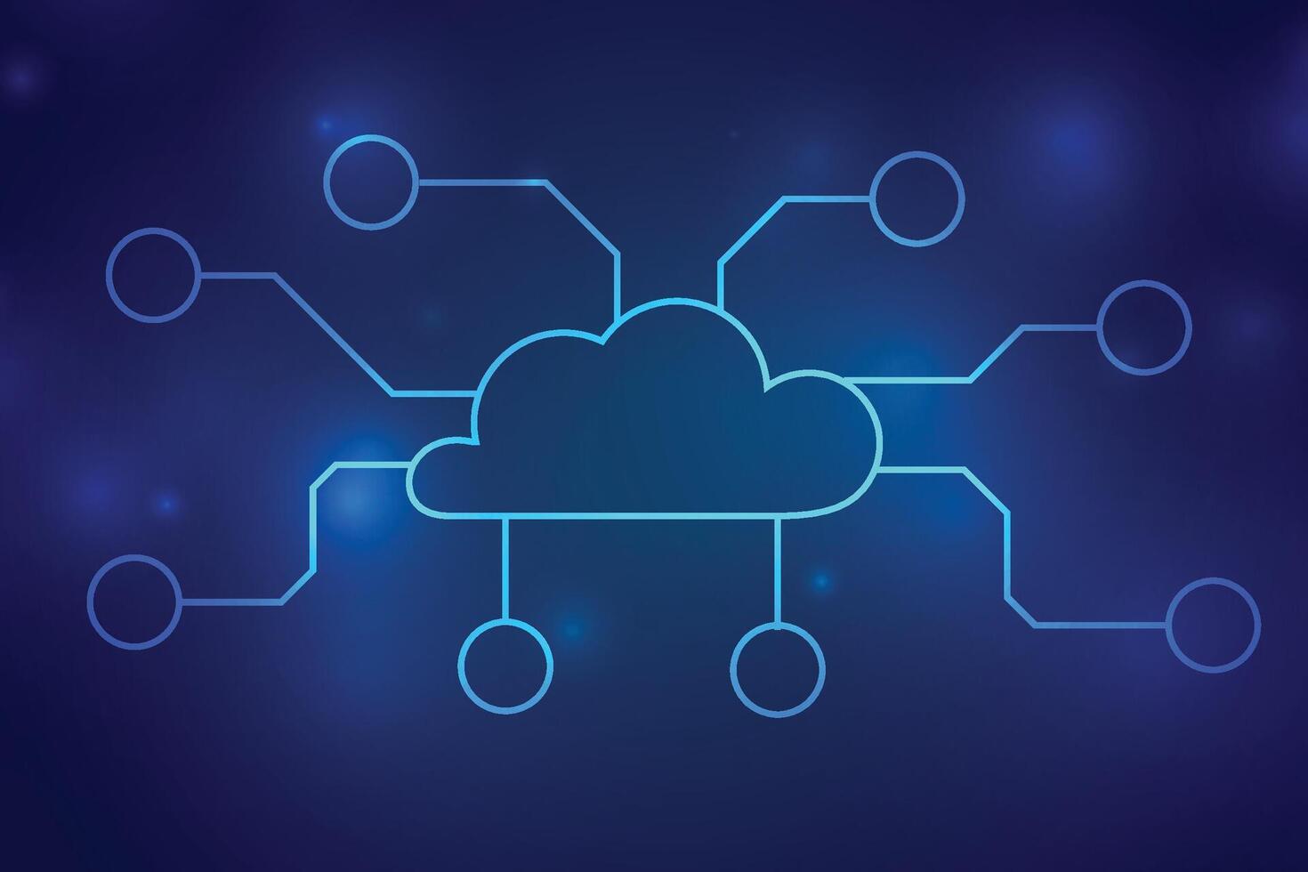 nuage l'informatique, cyber La technologie arrière-plan, l'Internet Les données stockage, base de données et mobile serveur concept, nuage l'informatique réseau avec l'Internet Icônes. illustration vecteur