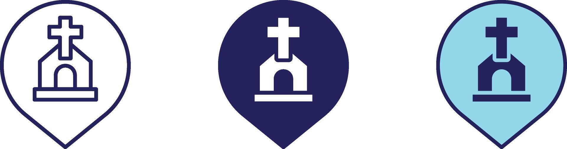 église épingle icône - la navigation ensemble vecteur