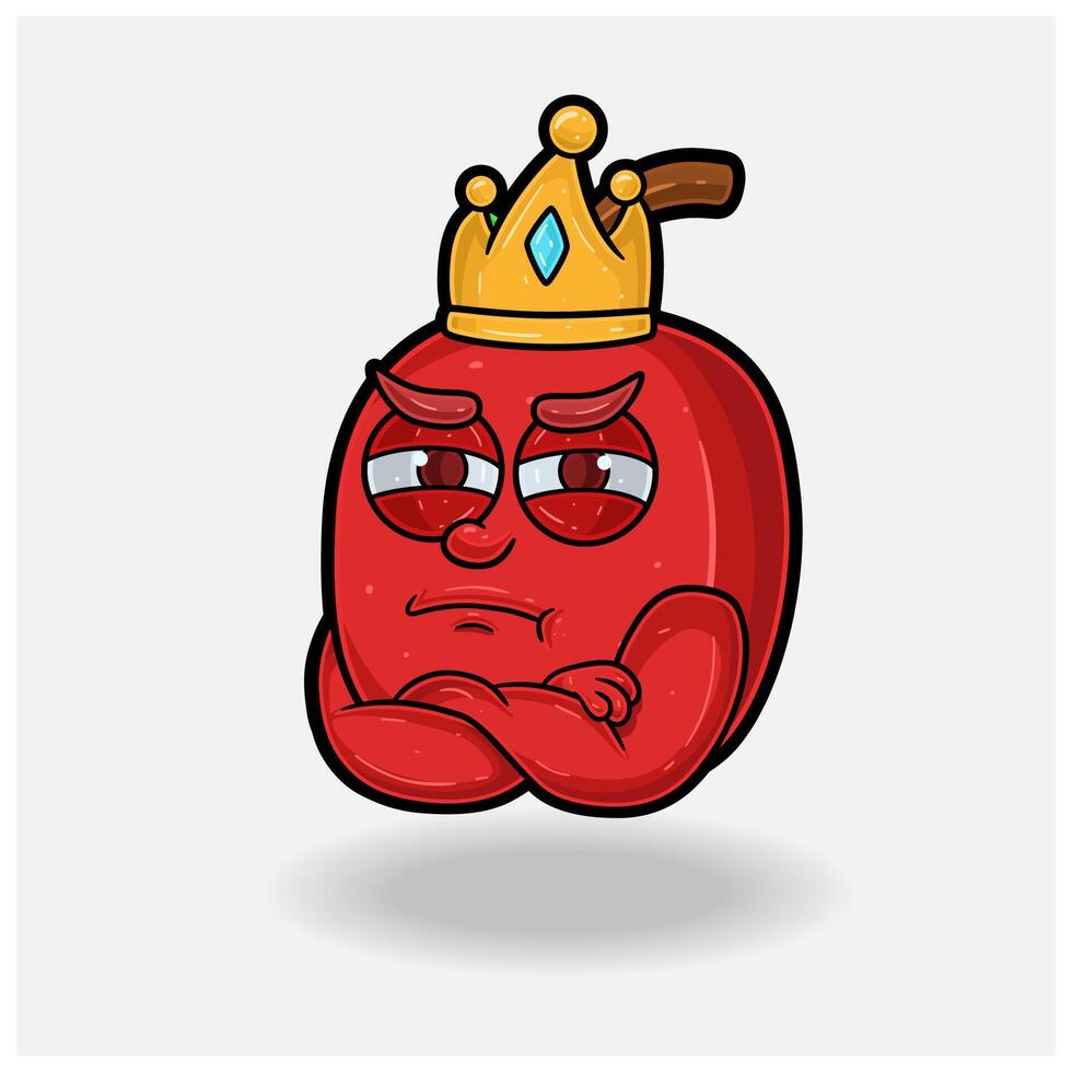 jaloux expression avec Pomme fruit couronne mascotte personnage dessin animé. vecteur
