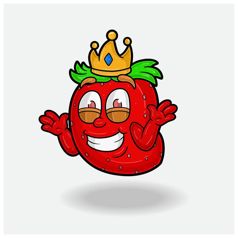 ne pas connaître sourire expression avec fraise fruit couronne mascotte personnage dessin animé. vecteur