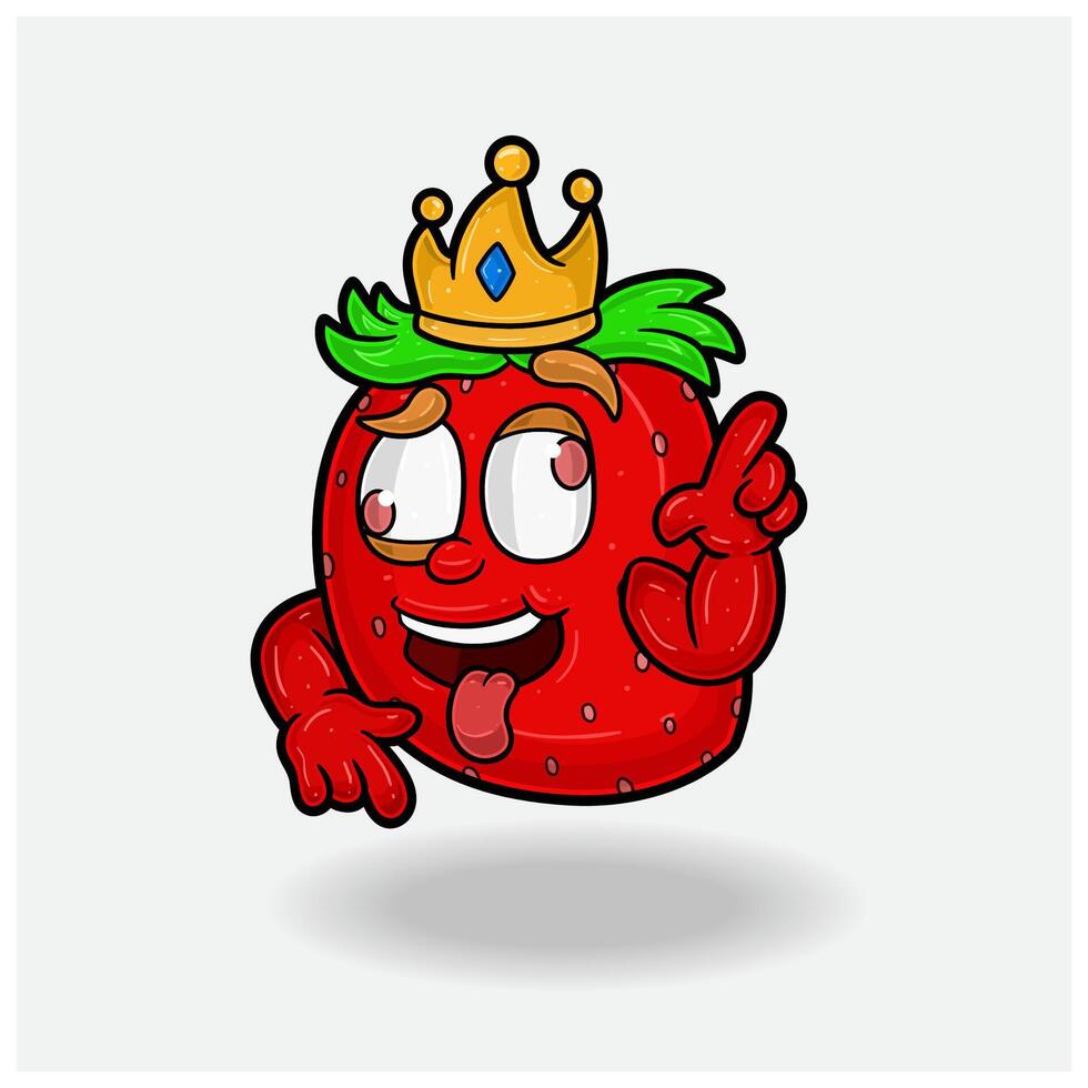 fou expression avec fraise fruit couronne mascotte personnage dessin animé. vecteur