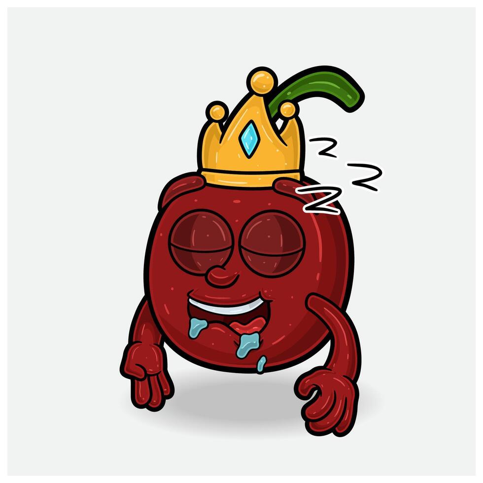 sommeil expression avec Cerise fruit couronne mascotte personnage dessin animé. vecteur
