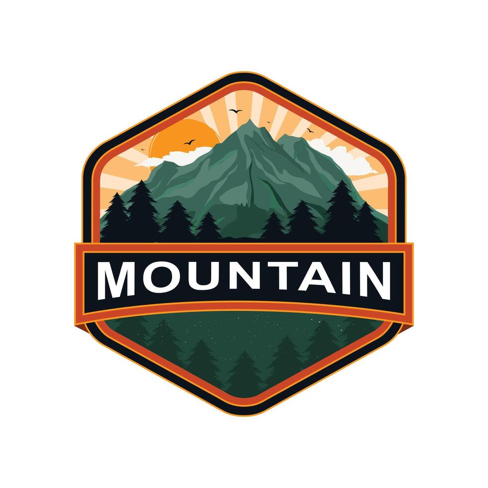 Montagne badge logo aventure logo Extérieur aventure badge vecteur