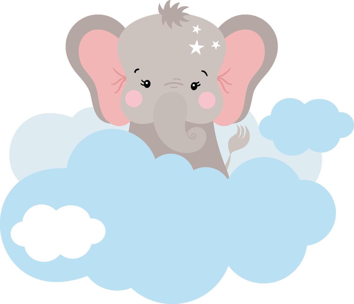 mignonne peu l'éléphant dans le des nuages vecteur