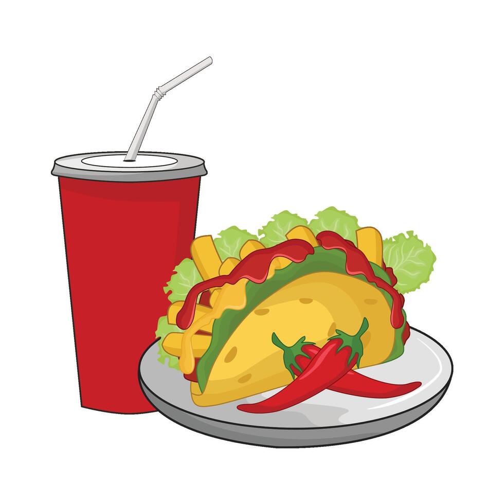 illustration de taco et un soda vecteur