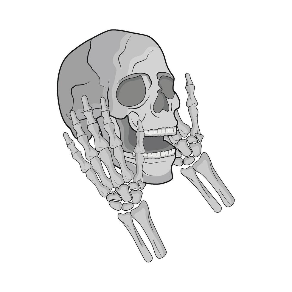 illustration de crâne et squelette main vecteur