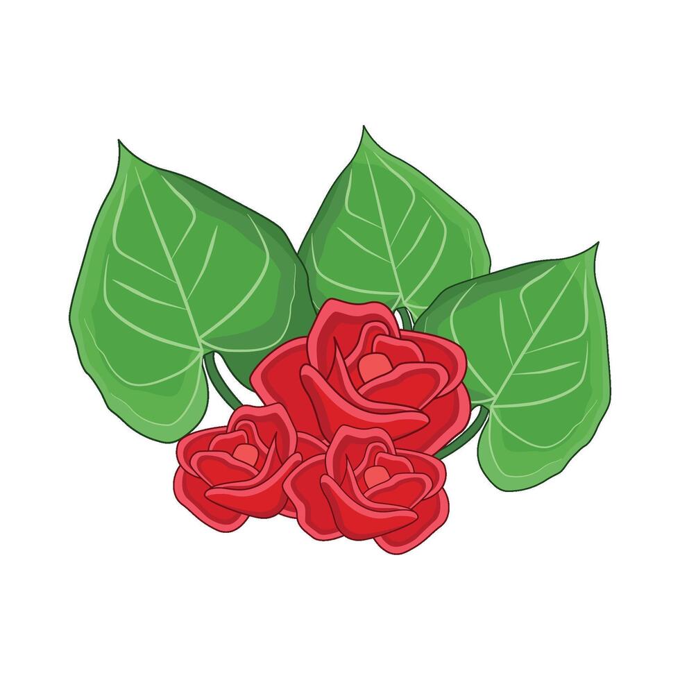 illustration de Rose avec feuille vecteur