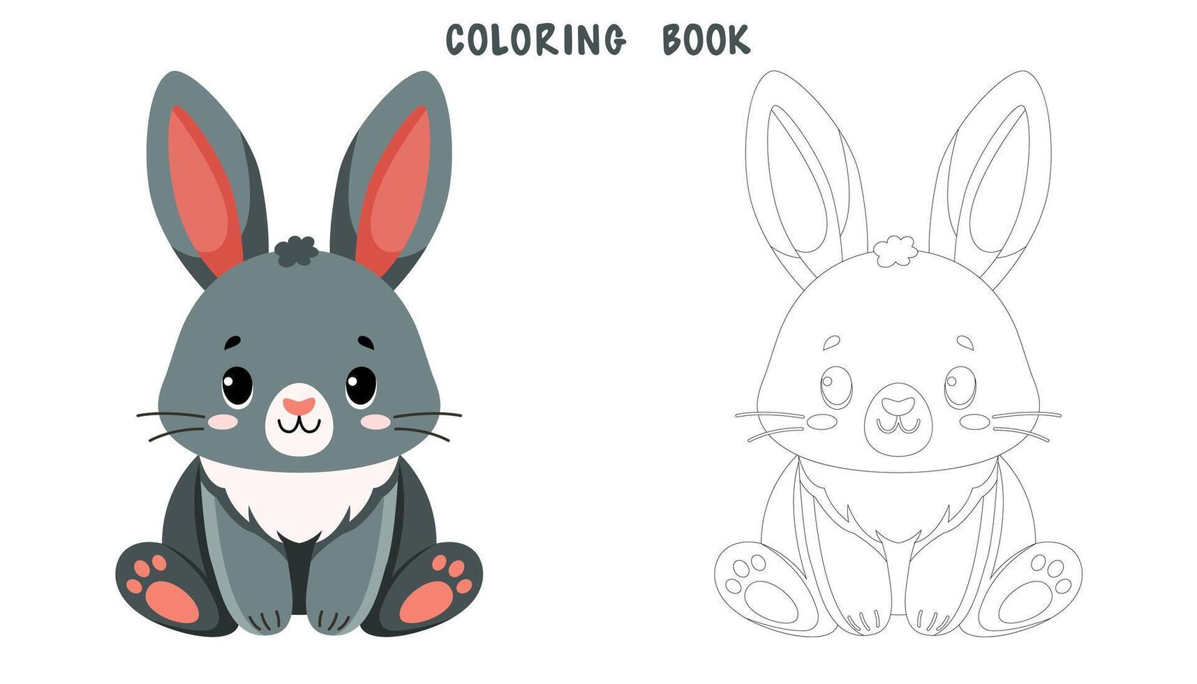 coloration livre de mignonne foncé gris lapin vecteur