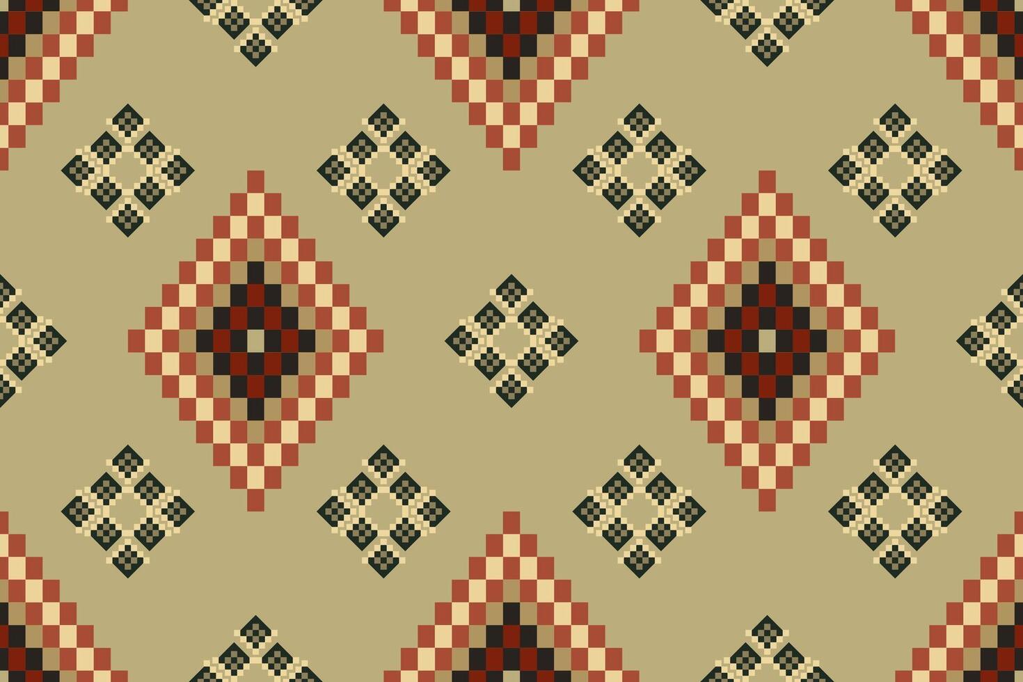 navajo tribal sans couture modèle. originaire de américain ornement. ethnique Sud occidental décor style. boho géométrique ornement. pixel sans couture modèle. mexicain couverture, tapis. tissé tapis illustration. vecteur