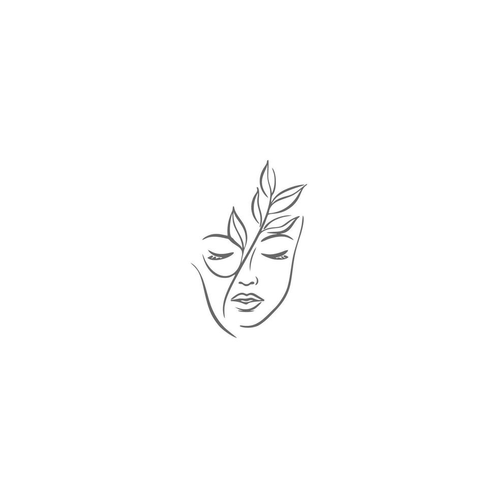 écologique feuille logo femme feuille visage vecteur