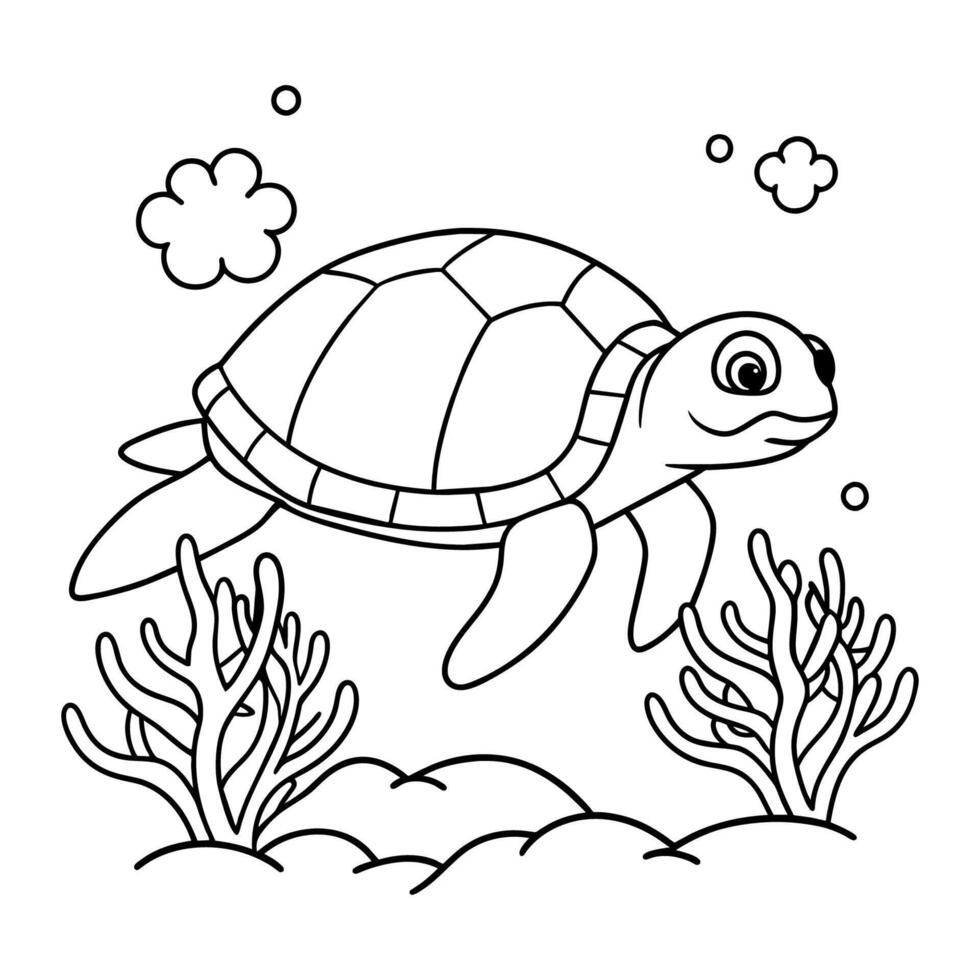 mer tortue enfants coloration livre. illustration. vecteur