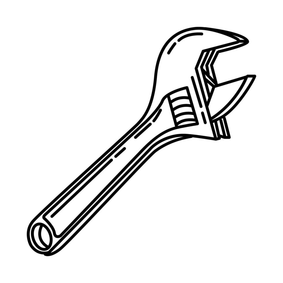 icône de clé à molette. doodle dessinés à la main ou style d'icône de contour vecteur