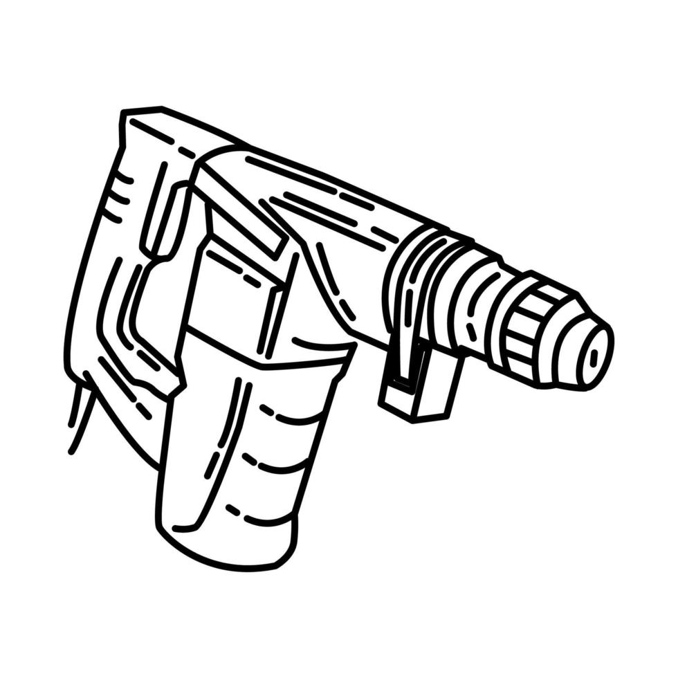 icône de perceuse à percussion. doodle dessinés à la main ou style d'icône de contour vecteur