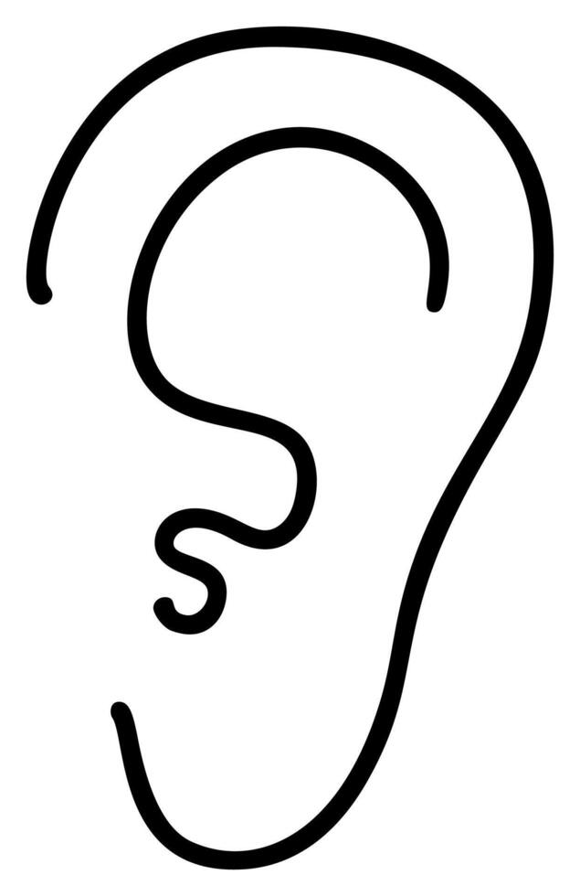 oreille, audition ligne icône, contour signe, linéaire style pictogramme isolé sur blanche. symbole, logo illustration otite vecteur