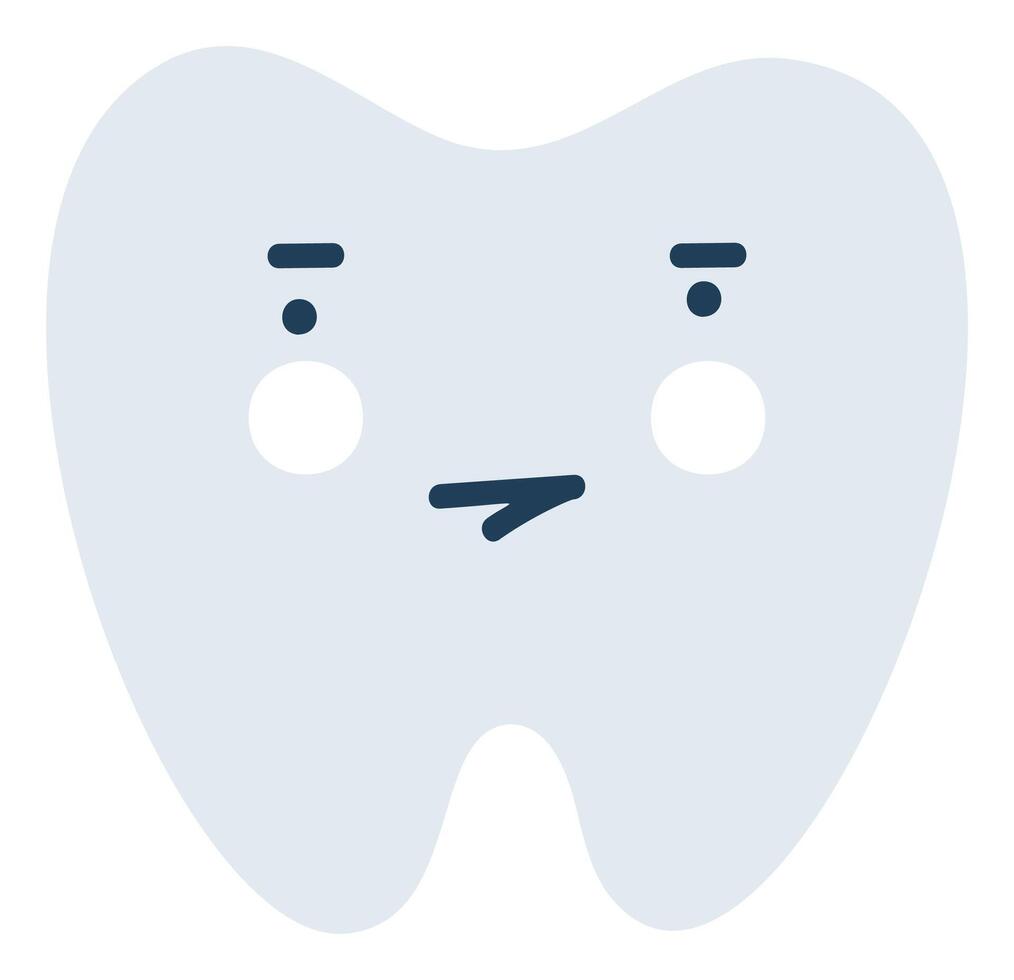 gris ennuyé dent emoji icône. mignonne dent personnage. objet médicament symbole plat art. dessin animé élément pour dentaire clinique conception, affiche vecteur
