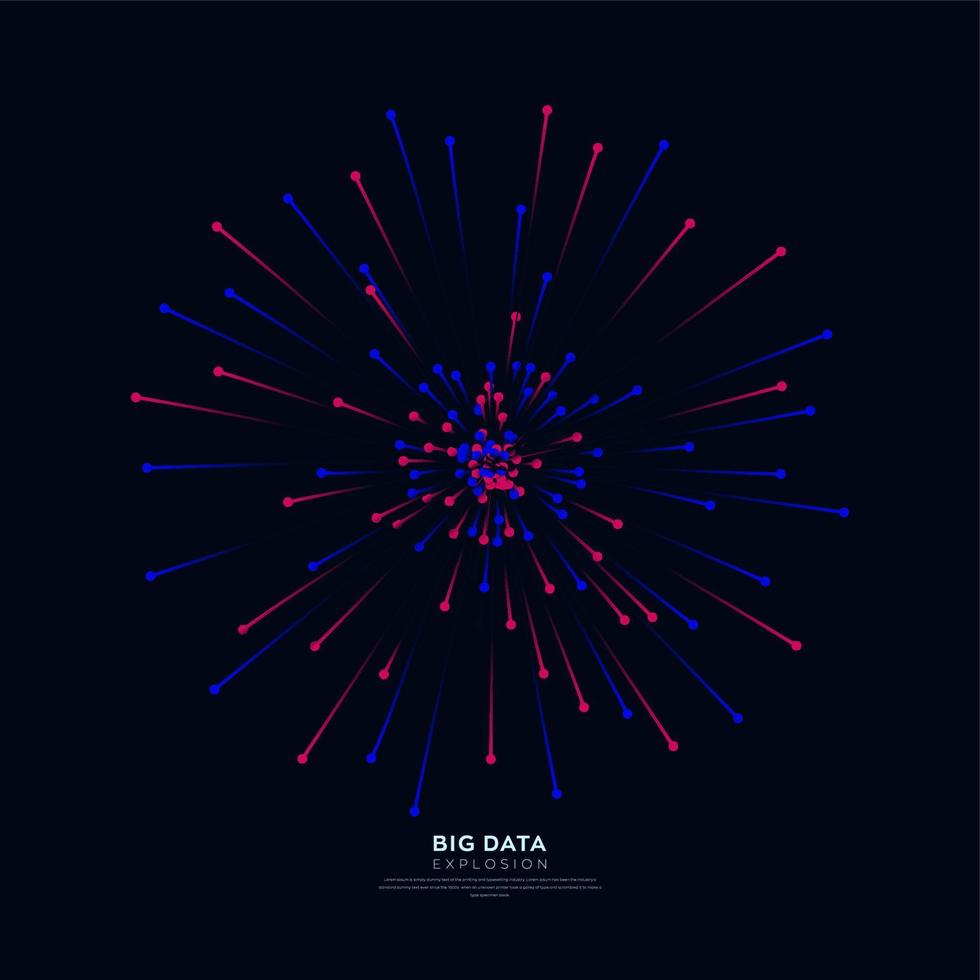 lignes d'explosion de vecteur abstrait égaliseur forme circulaire fond de technologie isolé. visualisation d'algorithmes de Big Data. illustration vectorielle dans le concept de technologie, science quantique.