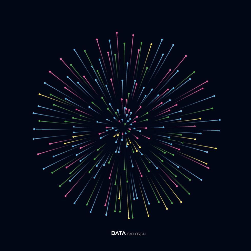 lignes d'explosion de vecteur abstrait égaliseur forme circulaire fond de technologie isolé. visualisation d'algorithmes de Big Data. illustration vectorielle dans le concept de technologie, science quantique.