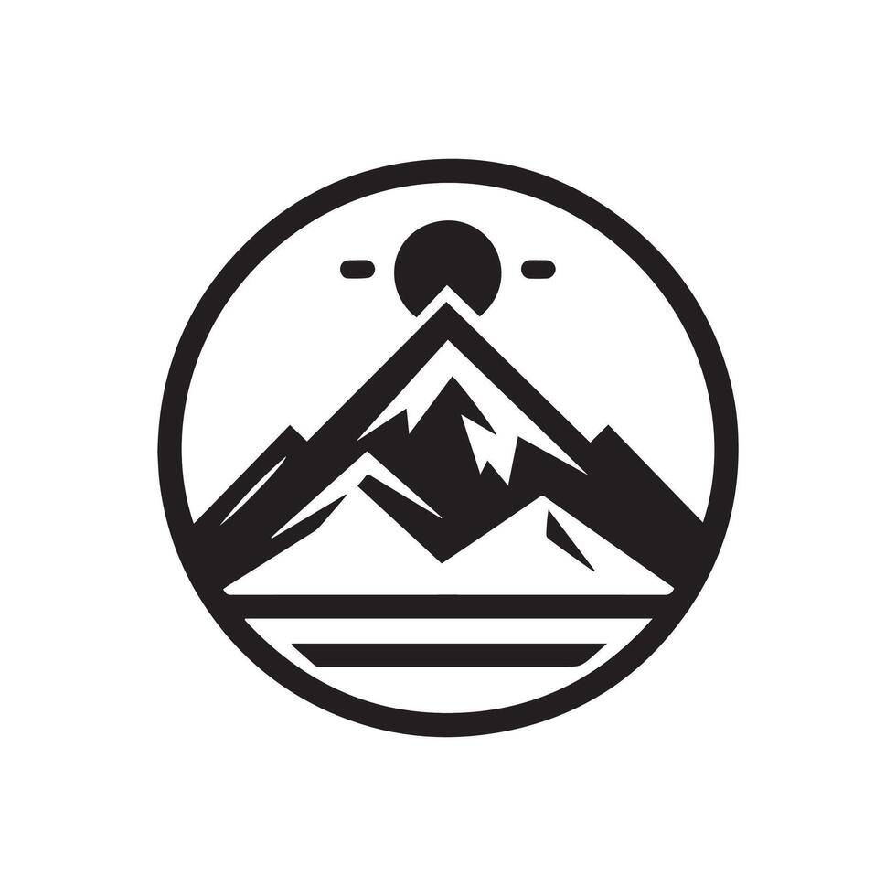 minimaliste Montagne logo sur une blanc Contexte vecteur