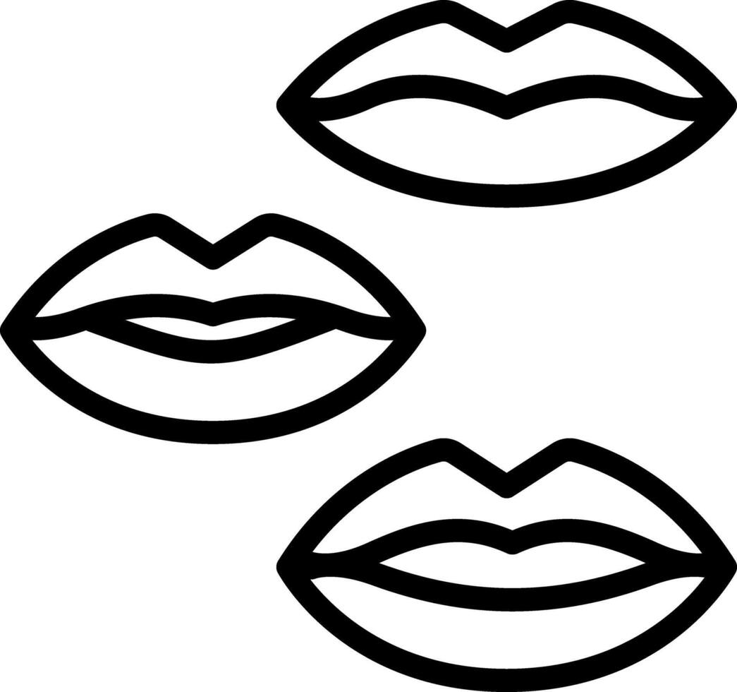 noir ligne icône pour lèvres vecteur