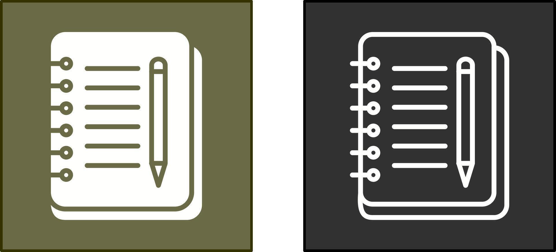 carnet et stylo icône vecteur