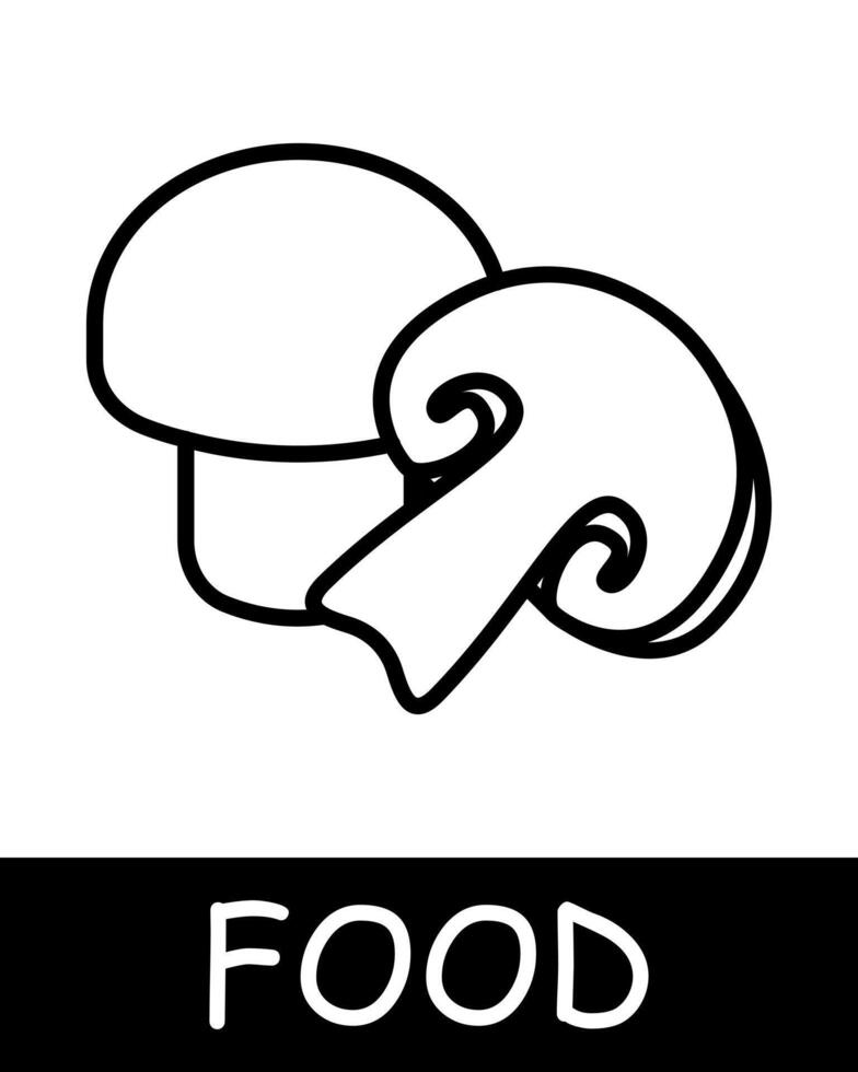 champignons dans section icône. blanc champignon, en bonne santé alimentaire, Naturel produit, gourmet savoir-faire, culinaire la créativité, simplicité, silhouette, collation, gourmet aliments. délicieux, inhabituel nourriture concept. vecteur