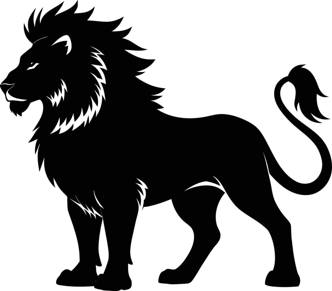 une noir et blanc illustration de une Lion vecteur