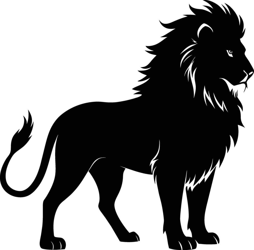 une noir et blanc illustration de une Lion vecteur