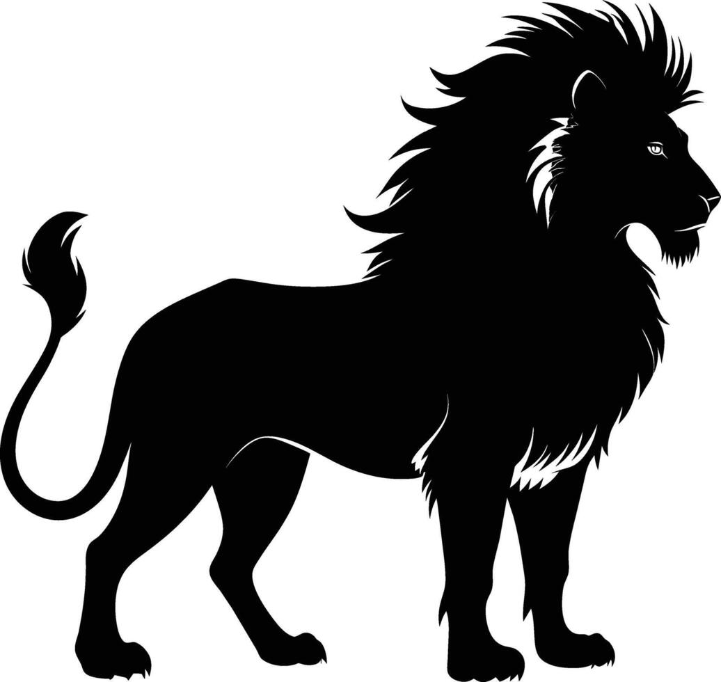 une noir et blanc illustration de une Lion vecteur