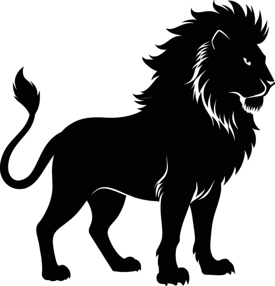 une noir et blanc illustration de une Lion vecteur