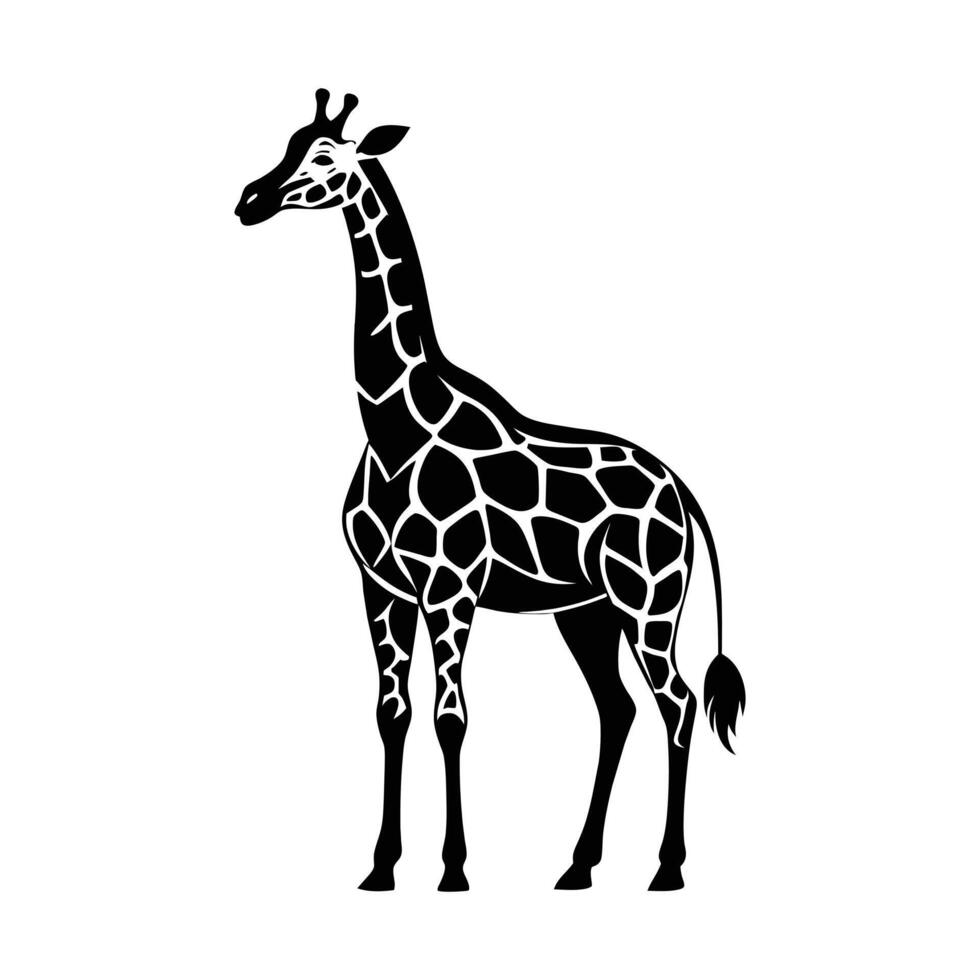 une girafe avec une noir et blanc dessin sur blanc Contexte vecteur