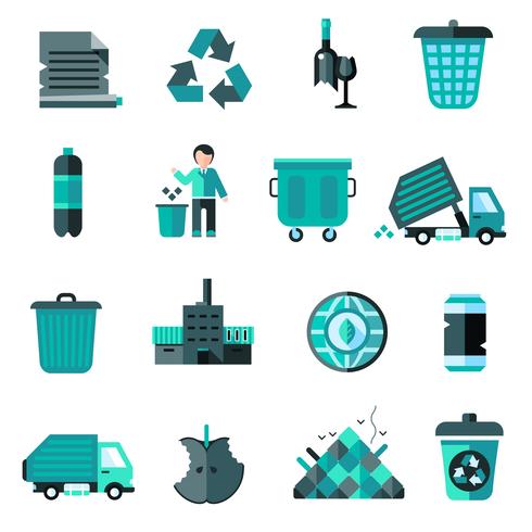 garbage icons set vecteur