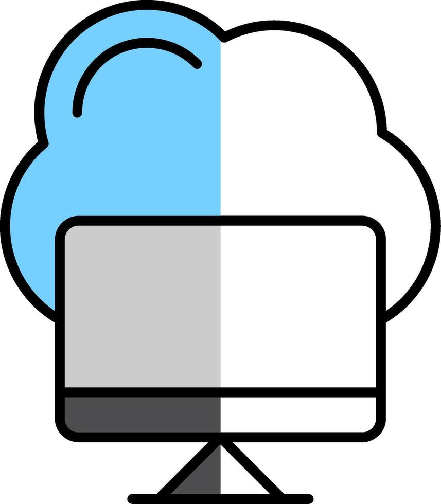 nuage l'informatique rempli moitié Couper icône vecteur