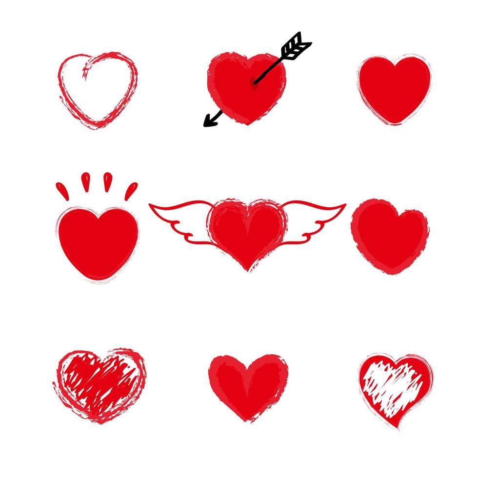 ensemble de conception de vecteur d'icône de coeur dessiné à la main. amour, icône, ensemble, vecteur, illustration.