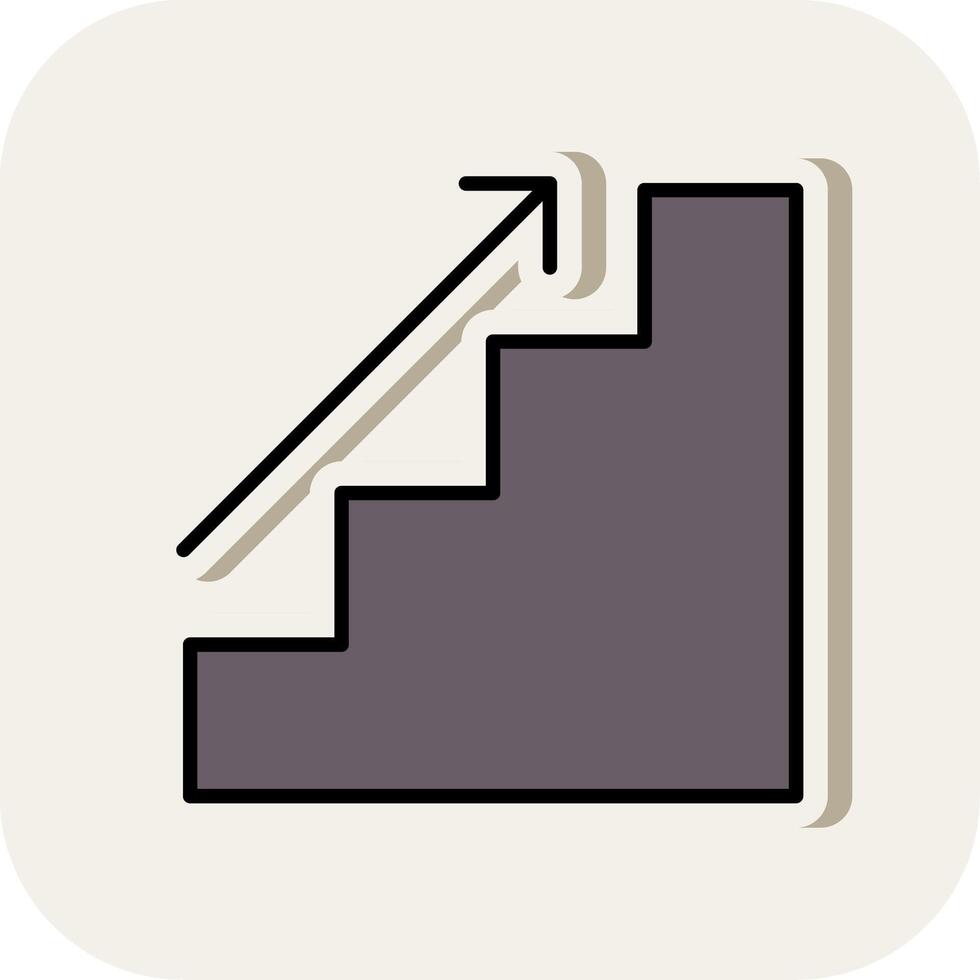 escaliers ligne rempli blanc ombre icône vecteur