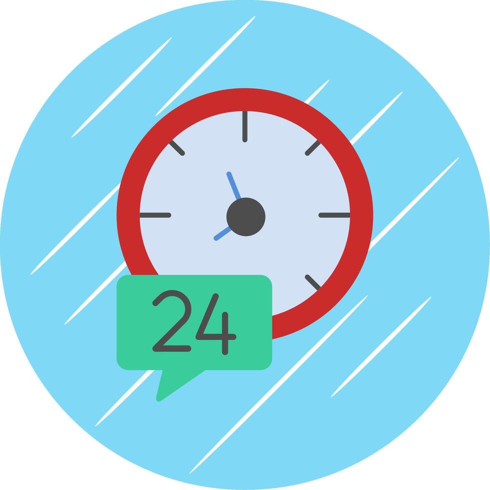 24 heures plat bleu cercle icône vecteur