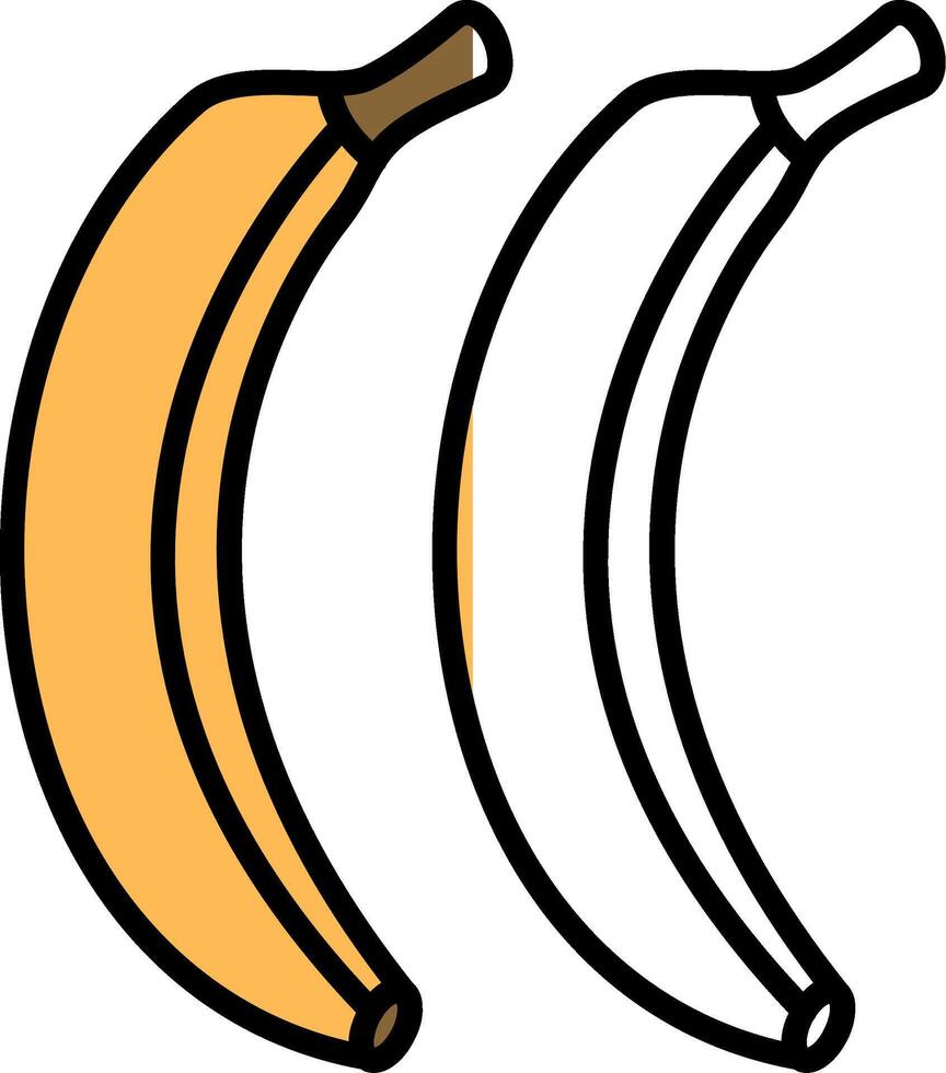 bananes rempli moitié Couper icône vecteur
