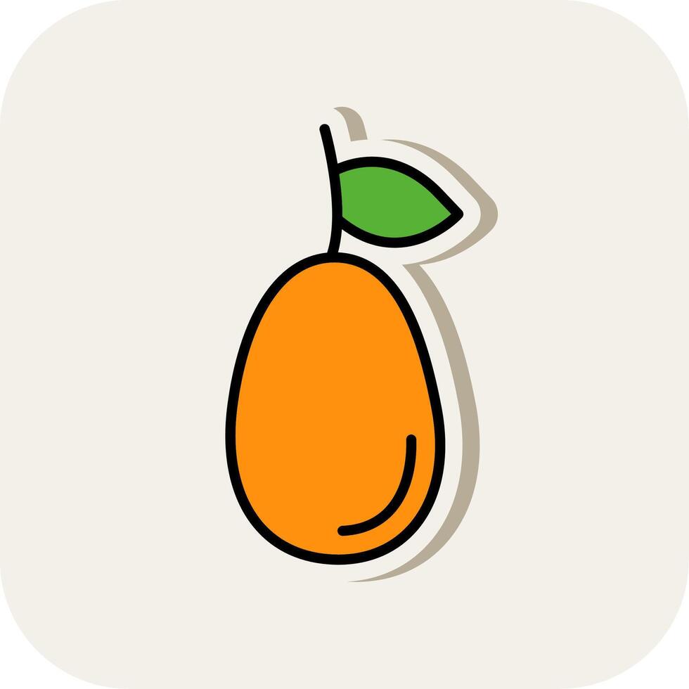kumquat ligne rempli blanc ombre icône vecteur