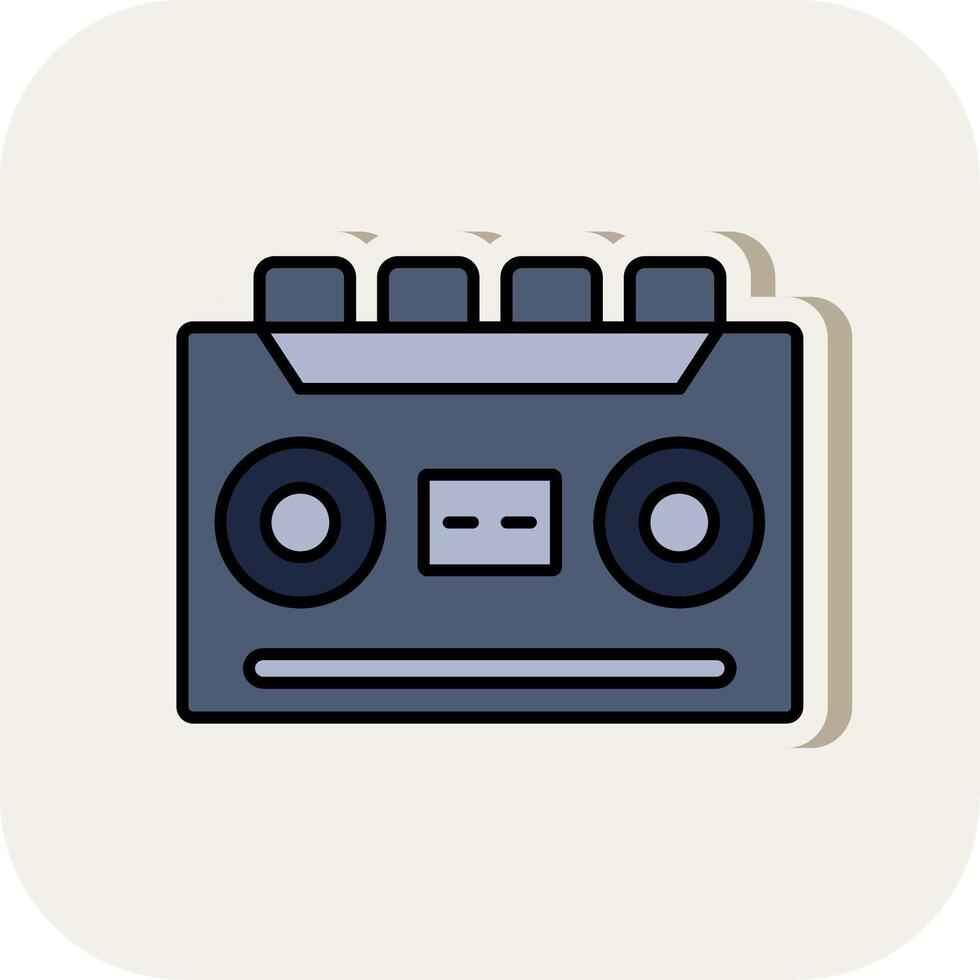 cassette enregistreur ligne rempli blanc ombre icône vecteur